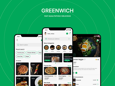 GREENWICH Delivery | Mobile App appfood digitaldesign food food delivery mobile app foodapplication fooddelivery fooddeliveryapp foodieapp foodtech graphic design interactivedesign mobileappdesign restaurantapp techinnovation ui ui design uiuxdesign uxresearch