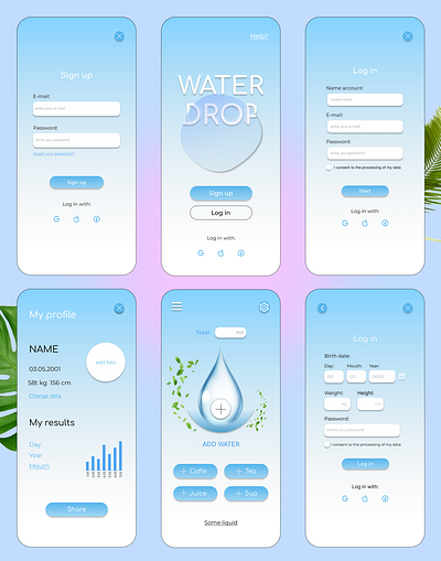 "Water Drop" Mobile App branding graphic design mobile app ui