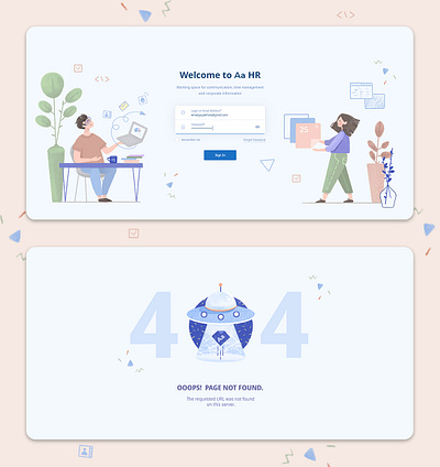 Login page and 404 page illustration for G5 HR site graphic design illustration ui vector