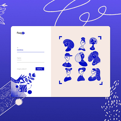Login page for Face2add website graphic design illustration typography ui