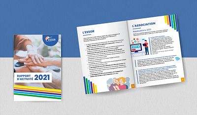 Rapport d'activité 2021 - Association l'Essor branding editorial design graphic design mockup social work