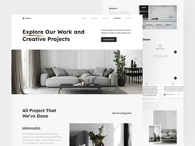 Interio - Portfolio Page architecture decoration design furniture home decor interior interior design interior portfolio landing page our work portfolio portfolio design project details ui ui design uiux ux web design website website design