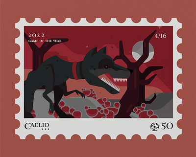 Caelid Elden Ring Stamp called dog landscape mushroom wolf