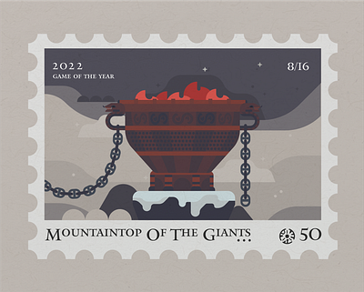 Mountaintop Of The Giants Elden Ring Stamp chains fire forge goblet landscape mountaintop of the giants sky