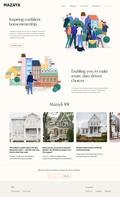 Homepage and illustration for Mazayk graphic design illustration typography ui vector