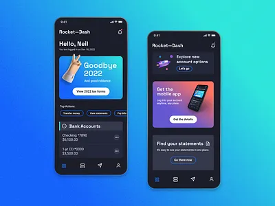 Rocket Dash Mobile daily ui dashboard finance gradient graphic design mobile product ui ui design