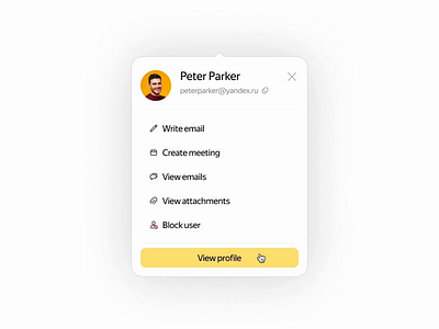 Redesign of the Yandex Mail contact card animation app card card design contact card design desktop desktop app figma mail mail card mail design redesign ui ux yandex