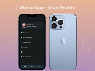Music App - Simple User Profile ios app mobile app music app ui design uidesign user profile