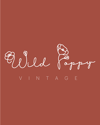 Wild Poppy Vintage - Custom Logo Font brand branding custom font design flower font graphic design handwriting illustration logo mark vector vintage