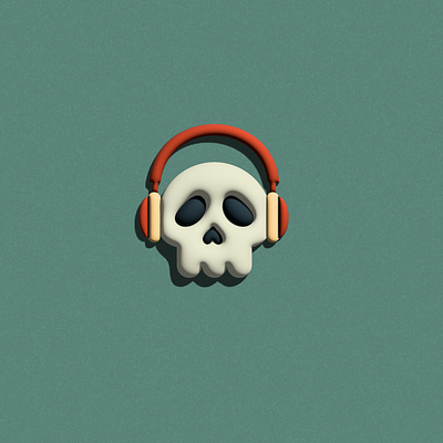 Skull with headphone 3d 3d illustration 3d skull design freelance designer graphic design headphones illustration music skull vector