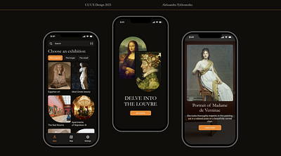 Louvre virtual museum guide branding design graphic design mobil ui ux web