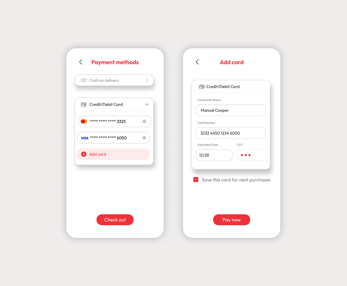 Payment details - UI app design by Adriana Ch on Dribbble