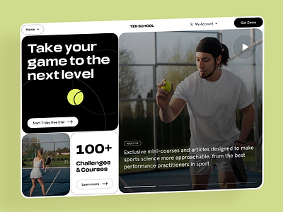 Tennis School Website: animation business business website design landing landing page sport sports sports website ui web website