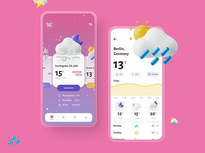 Mobile Weather App Design 3d design android app app app design branding design ios app mobile app design mobile design weather app design