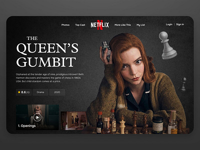 The Queen's Gambit Promo Page Concept concept design graphic design illustration layout movie typography ui