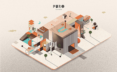 Puro Hotel - i2i Art Inc. - ©Kuba Ferenc 3d architectural building colorful conceptual custom editorial graphic i2i art illustration illustrator kuba ferenc