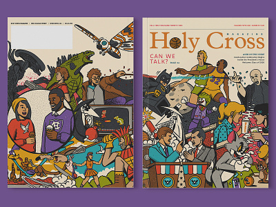 Holy Cross Magazine Cover all the pretty colors character collage conflict illustration magazine nathan walker pop culture