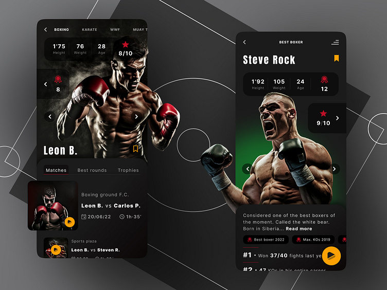 Boxing mobile app by Sergio for Unlocal on Dribbble