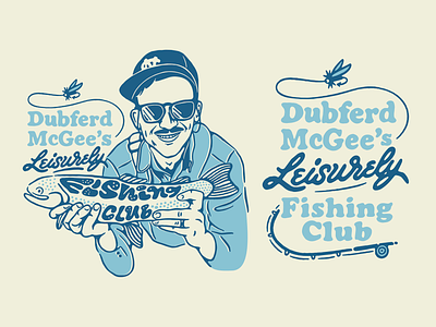 Dubferd's Leisurely Fishing Club badge branding carolina club fish fishing fly leisure lettering logo north portrait social trout
