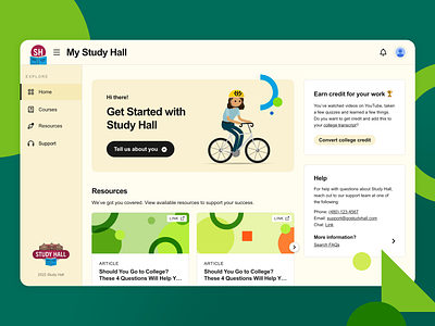 Study Hall Learner Dashboard app branding classroom dashboard digital learning duolingo ed tech google hank green illustration kahoot khan popular product design trend ui ux web web design youtube