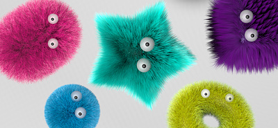Multi-colored fluffies - 3D Character Modeling Project 3d 3d character 3d illustration animation character character design digital illustration illustration