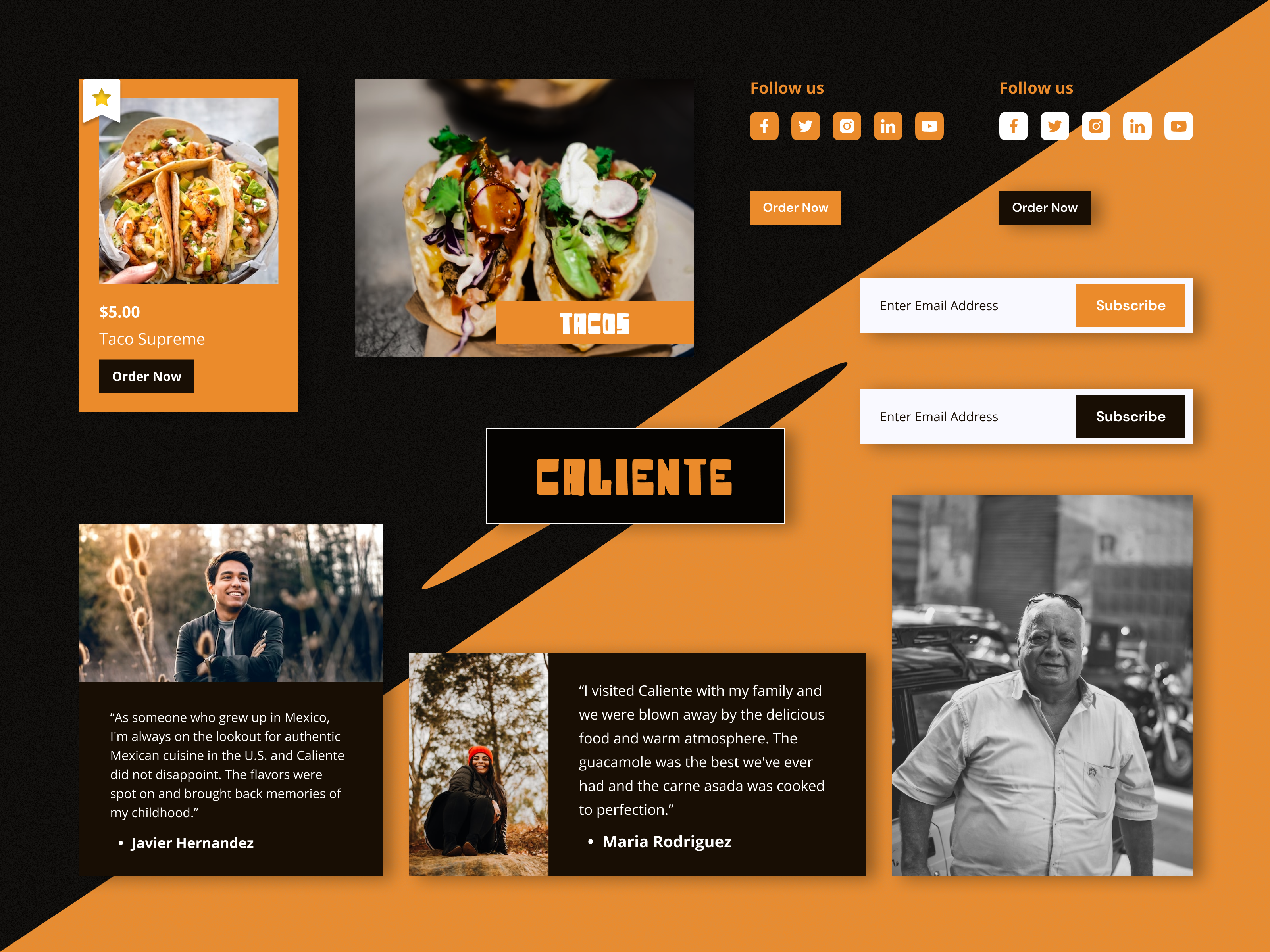 UI Elements (Caliente Mexican Restaurant Landing Page) concept design design design case study figma figma design figma template landing page mexican restaurant website restaurant landing page template template design ui ui cards ui design ui elements user interface design web ui case study web design website design website designer