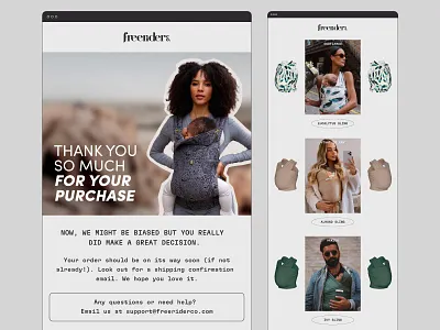 Post Purchase Email Flow Design - Freerider E-Commerce brand design branding consumer brand consumer branding design email email campaign email design email flow email marketing email newsletter fashion brand fashion branding flow graphic design maternity brand post purchase post purchase email