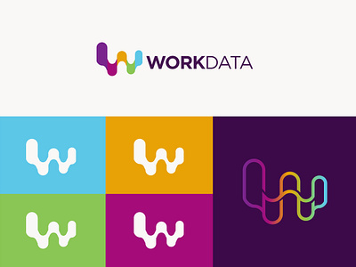 Work Data Logo Design. abstract appicon branding colorful creative design graphic design logo logodesign logomark m mlogo multicolor w wicon winitial wletter wletterlogo wlogo ww