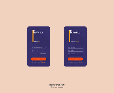 Travel App - Sign in & Sign up blue branding concept dark darkmode design fashion graphic design illustration logo mobile app orange signin travel ui uidesign ux uxdesign vector yellow