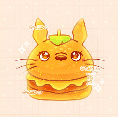Burger Totoro by sailizv.v adorable adorable lovely artwork concept creative cute art design digitalart illustration
