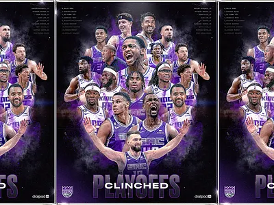 Playoffs CLINCHED basketball collage kings playoffs powder purple sacramento smoke sports