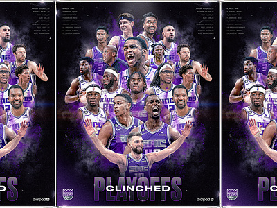 Playoffs CLINCHED basketball collage kings playoffs powder purple sacramento smoke sports