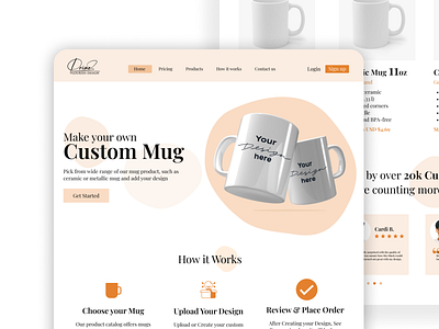 Mug Printing Website landing page ui ux website design