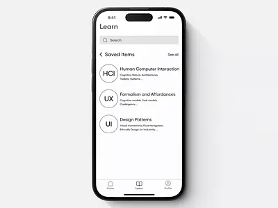 Quick view interaction animation app design interaction interaction design ios iphone learn app light mode micro interaction microinteraction minimal modern motion saved ui ui design uiux user interface ux