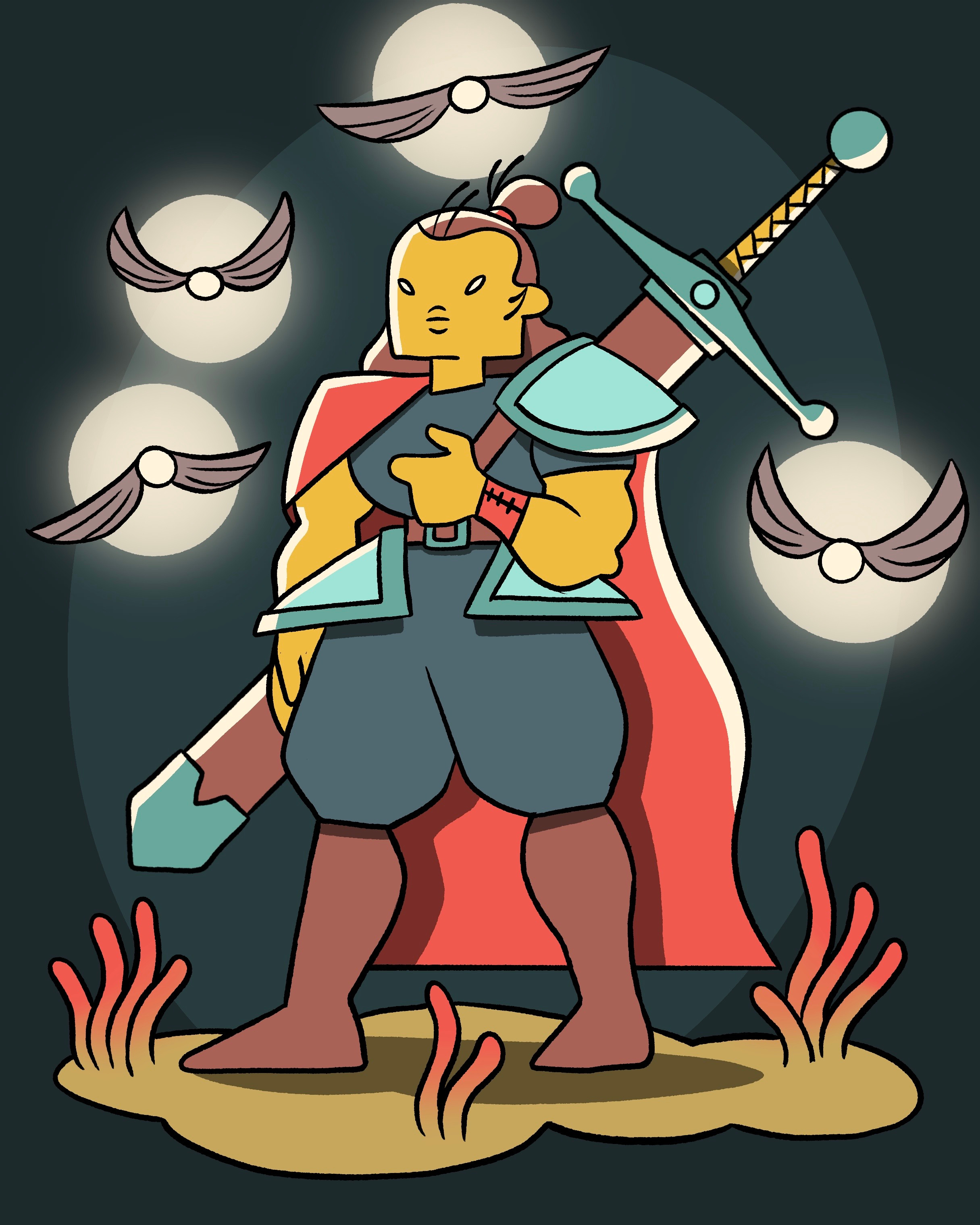 Knight with four lights character design digital fantasy illustration knight sword