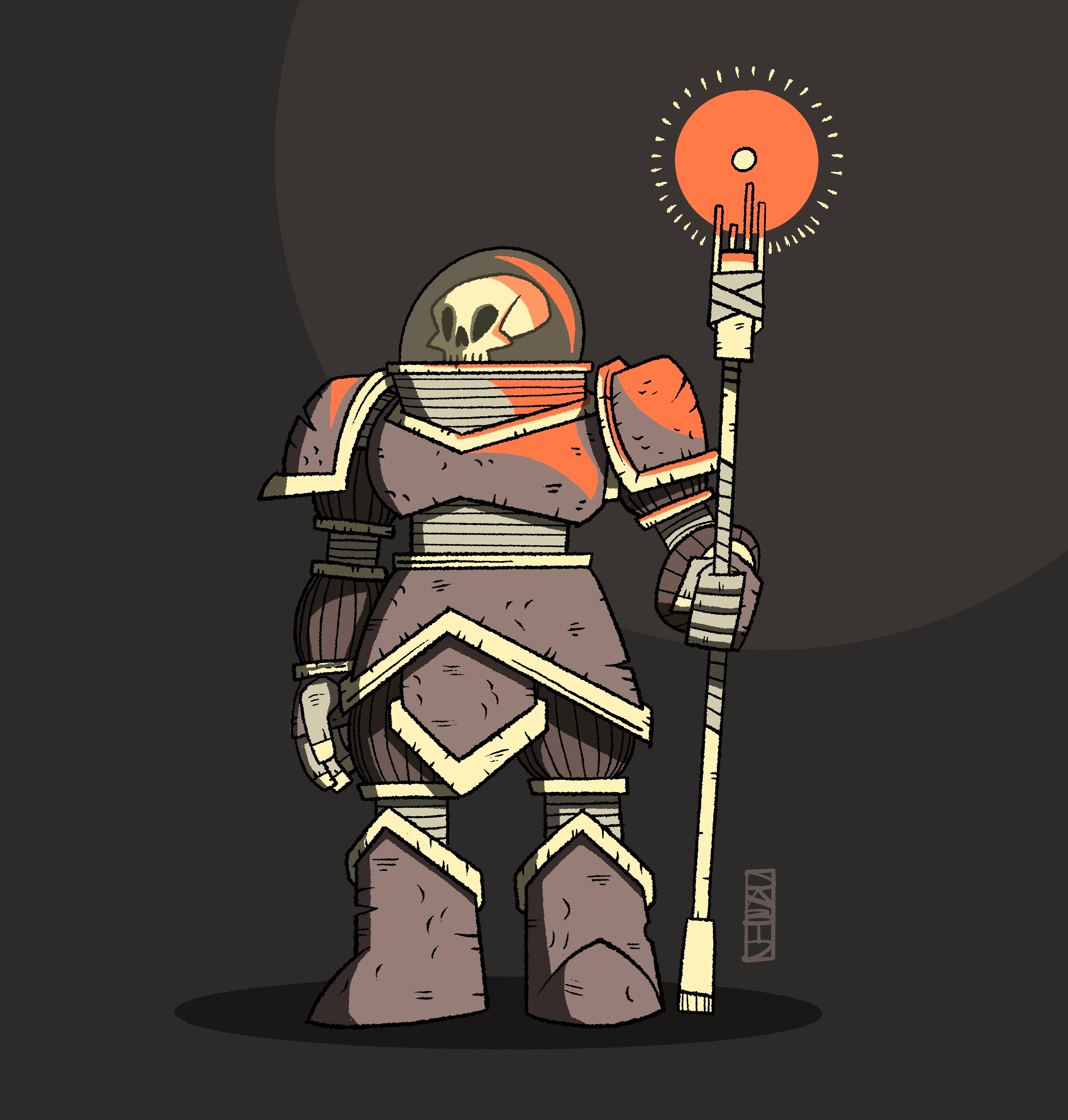 Ancient space skull alien character design digital fantasy illustration skull space