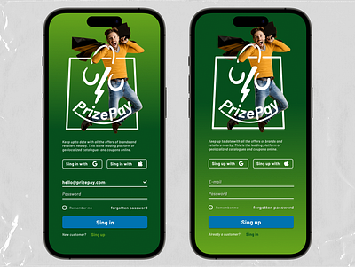 DailyUI #001 Sing up app branding challange dailyui dailyui001 design graphic design illustration logo marketplace pay prize prizepay shopping sing in sing up store typography ui ux