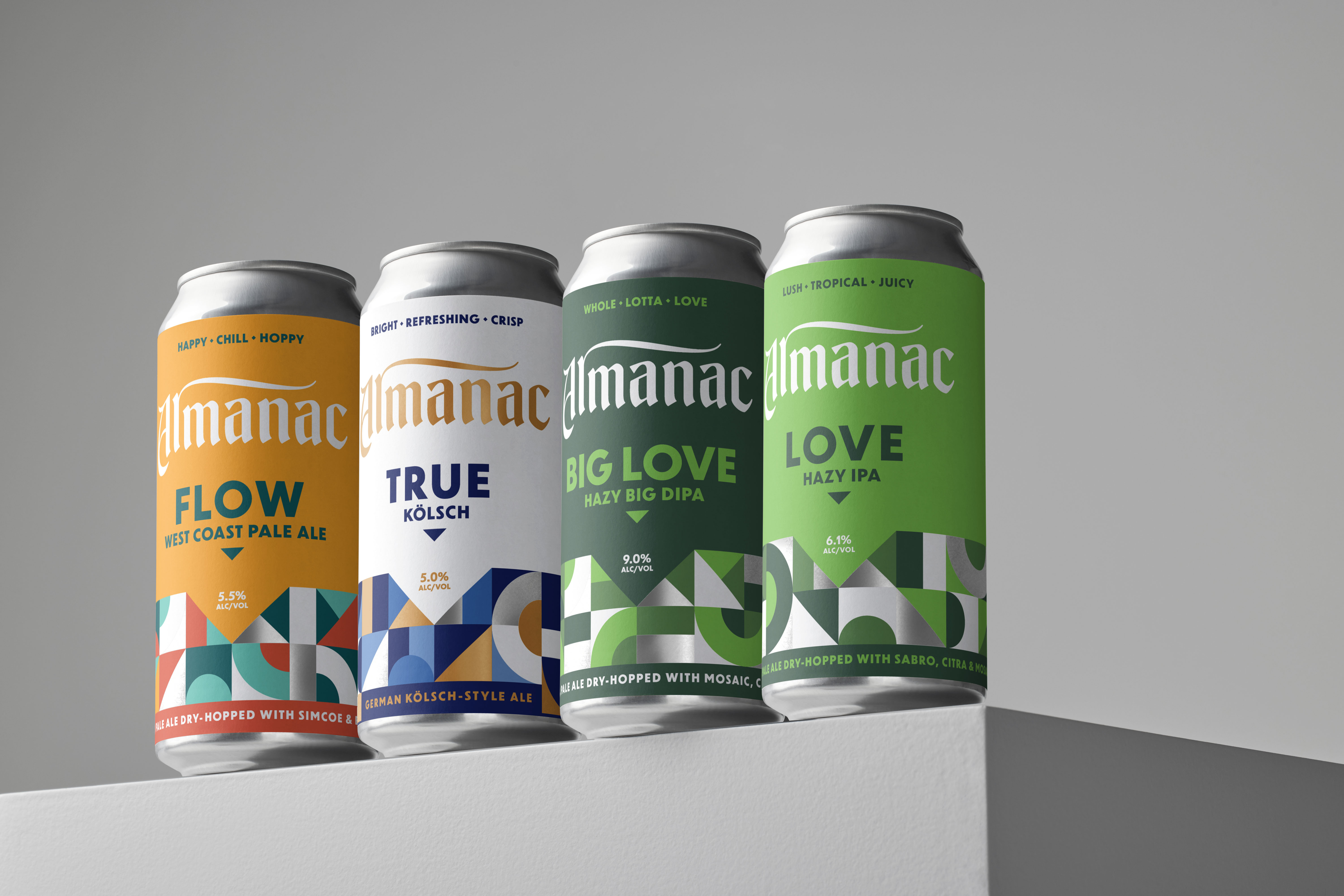 Almanac Brand Refresh almanac beer can dan kuhlken dkng dkng studios geometric mosaic nathan goldman packaging stop motion