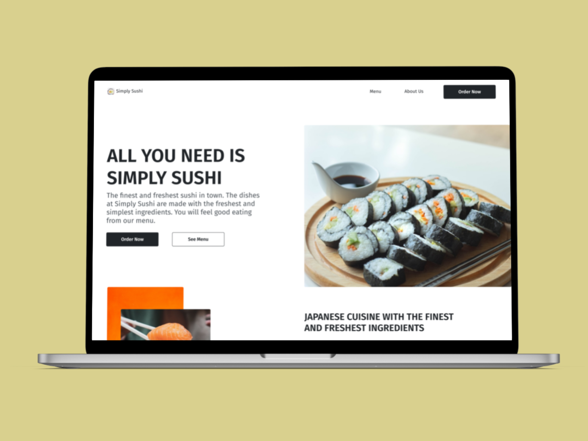 Example of Sushi Restaurant Landing Page