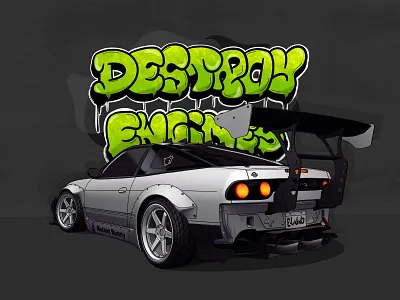 Nissan 180sx Rocket Bunny 180sx art automotive bunny car cel shading design drawing graffiti illustration nissan procreate rocket shading tunning vector vehicle