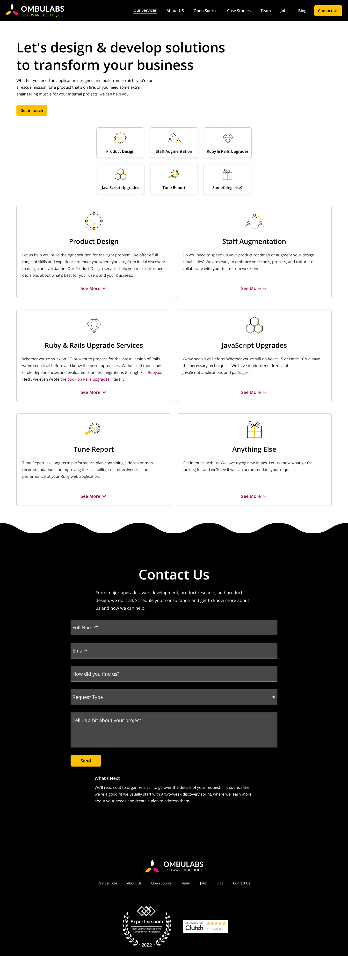 OmbuLabs Service Page branding product design ui ux ux design