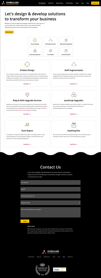 OmbuLabs Service Page branding product design ui ux ux design