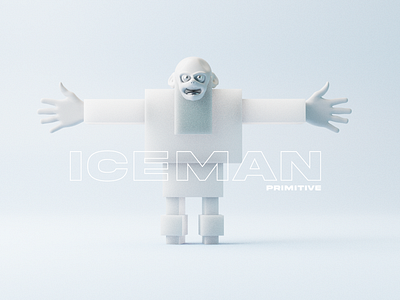 🧊Primitive ICEMAN 🧊 3d avatar branding character cold design graphic ice sculpt sculpting type typography