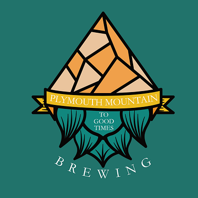 Plymouth Mountain Hops Brewing Logo beer brewing design graphic design green hops logo mountain orange vector