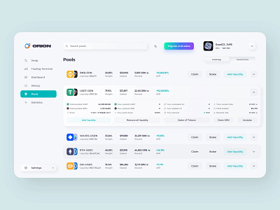 DeFi Dashboard Farming, Pools & Concepts blockchain crypto crypto design cryptocurrency. design illustration interface logo ui web