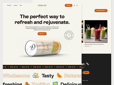 Zextful Sips - Landing Page design drinks figma food drinks food and drinks landing page product design ui