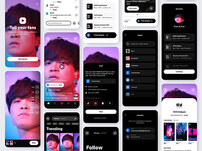 Dwntwn | The video marketplace to sell concert tickets. app chat dark ecommerce events flow instagram ios mobile modern music pink purple search shopping social tiktok ui ux video