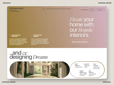 Creative Ui design for Artisanal Spaces- Interior Deco Studio 3d adobe app branding creative design design figma graphic design hero design landing page logo minimalistic design typography ui ux vector web webdesign website