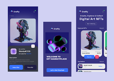 Enefty UI App Design app branding crypto design figma ios nft ui user experience