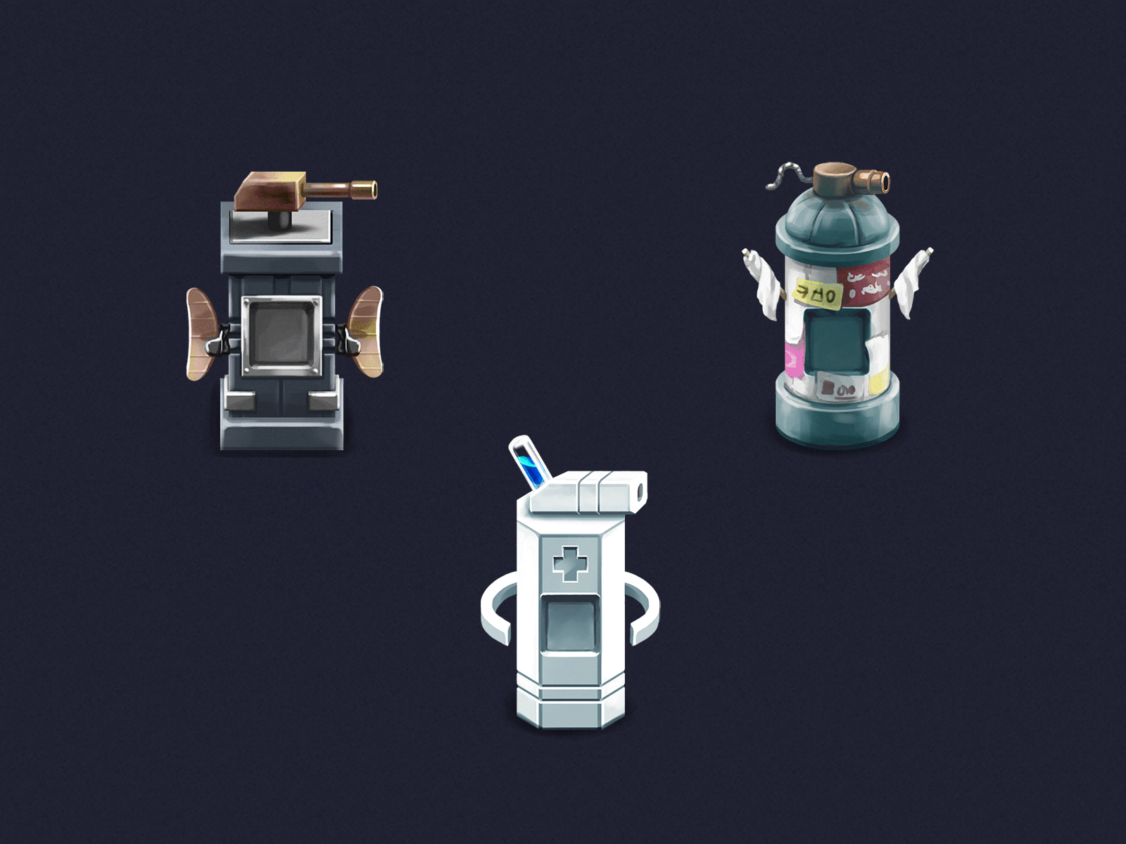 Turrets for an indie fantasy top-down RPG game. Part I cleric game game art hatchet man illustration indie levels objects offence props punk rpg top down tower turret